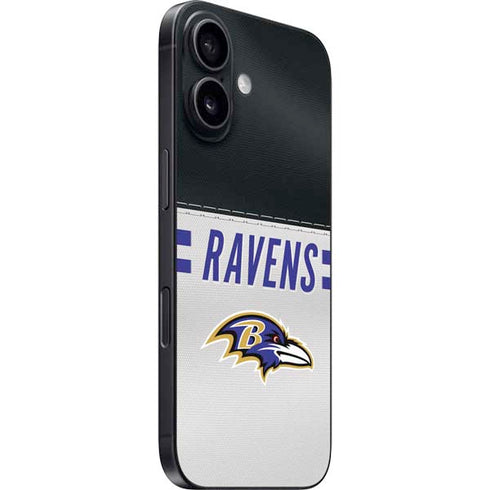 NFL Baltimore Ravens White Striped iPhone 16 Plus Skin